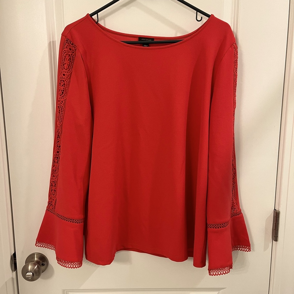 Ann Taylor orange blouse with bell cuff sleeves